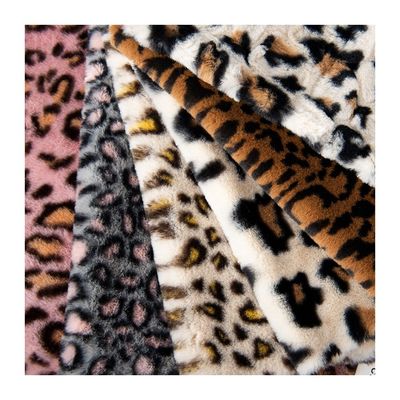 Υφάσματα πλεκτά 100% πολυεστέρα Super Soft Leopard Print Rabbit Fur Φαλακές γούνες